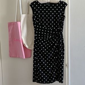 Ralph Lauren polka dot ruched sheath dress